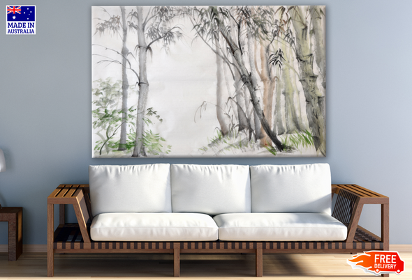 Bamboo Tree Watercolour Painting Print 100% Australian Made