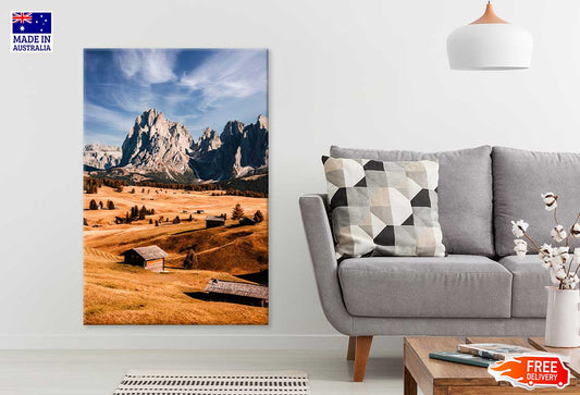 Wooden Chalets View in Dolomites Print 100% Australian Made