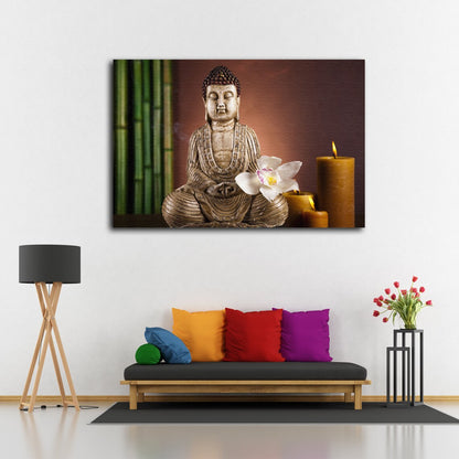 Buddha & Flower Photograph Acrylic Glass Print Tempered Glass Wall Art 100% Made in Australia Ready to Hang