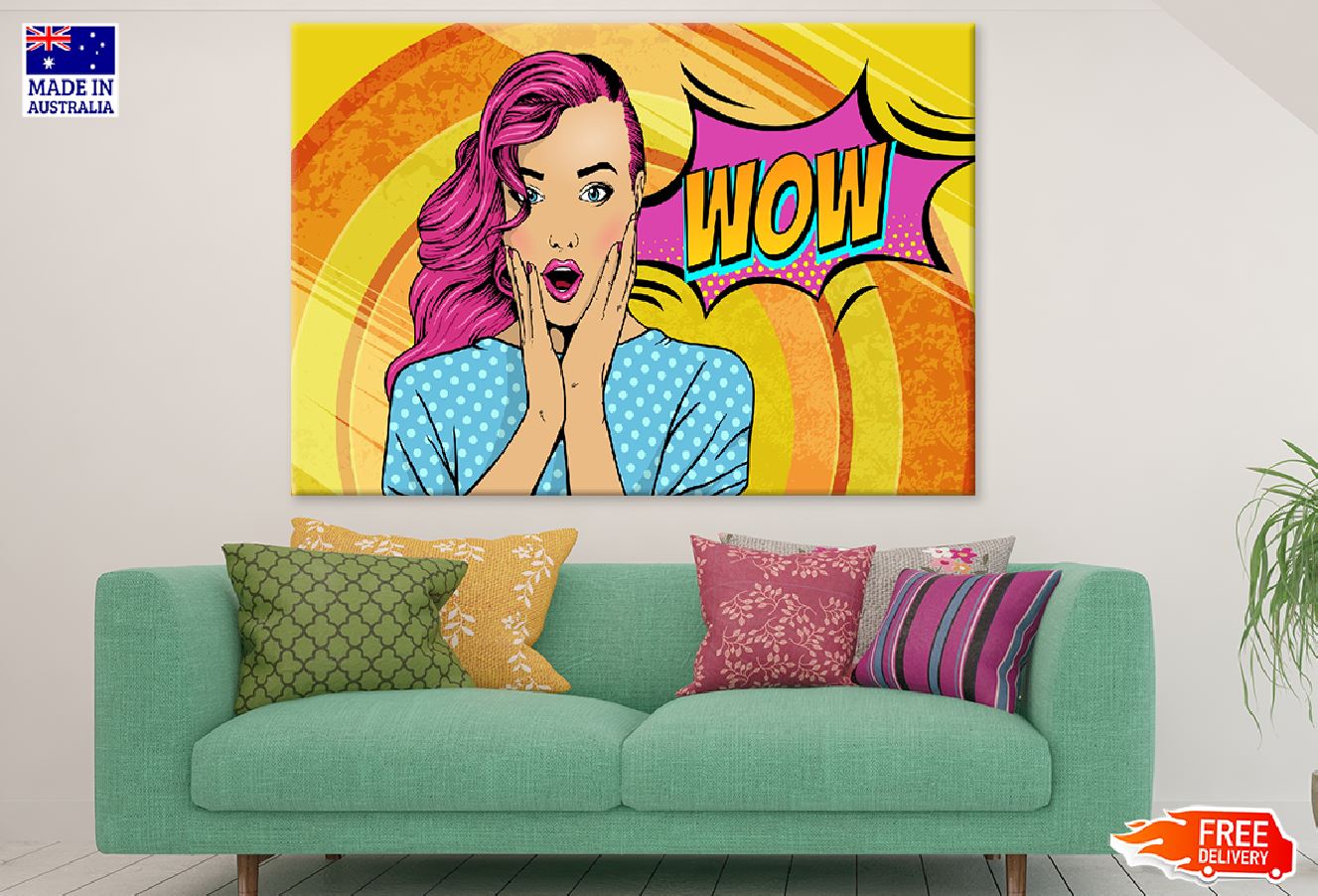 WOW Quote & Surprised Girl Illustration Print 100% Australian Made