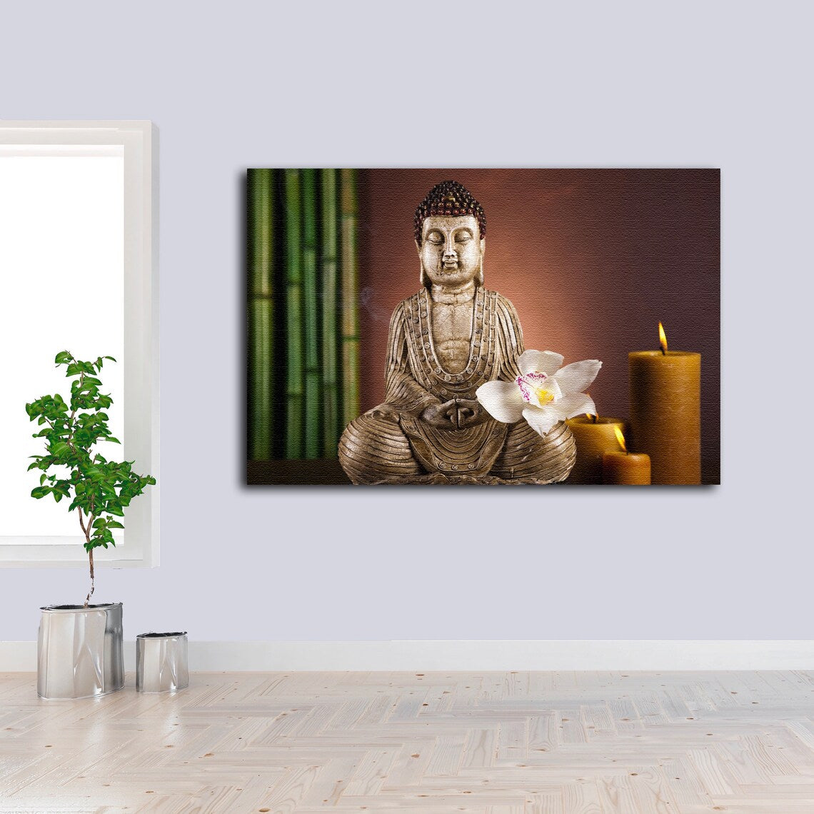 Buddha & Flower Photograph Acrylic Glass Print Tempered Glass Wall Art 100% Made in Australia Ready to Hang