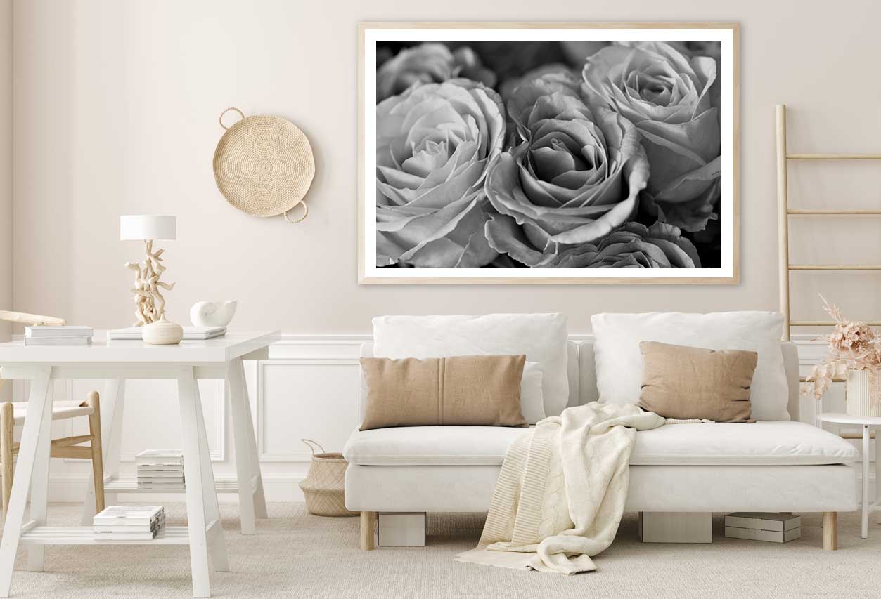 Rosees Closeup B&W View Photograph Home Decor Premium Quality Poster Print Choose Your Sizes