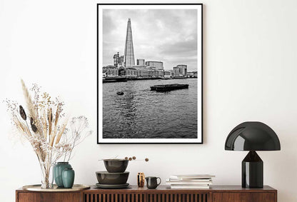 Shard Building & River B&W Photograph Home Decor Premium Quality Poster Print Choose Your Sizes