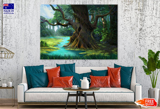 Ancient Tree in the Forest Watercolor Painting Print 100% Australian Made