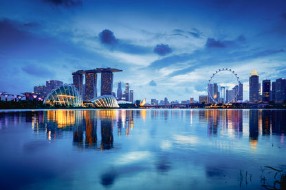 Singapore City Skyline at Dusk View Photograph Print 100% Australian Made