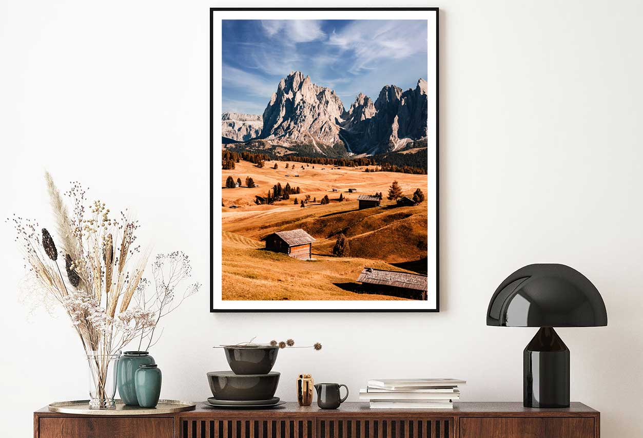 Wooden Chalets View Photograph in Dolomites Home Decor Premium Quality Poster Print Choose Your Sizes