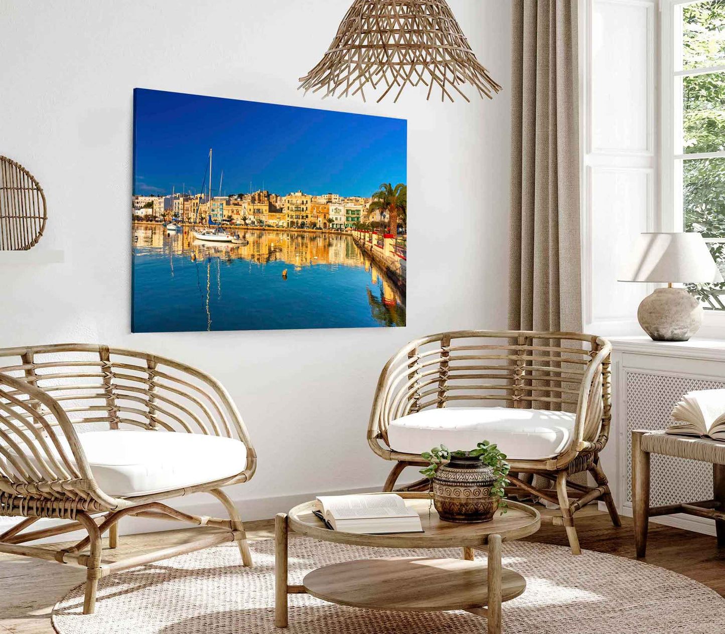 Bella Home Manama City Skyline Sea Sunset Print Canvas Ready to hang