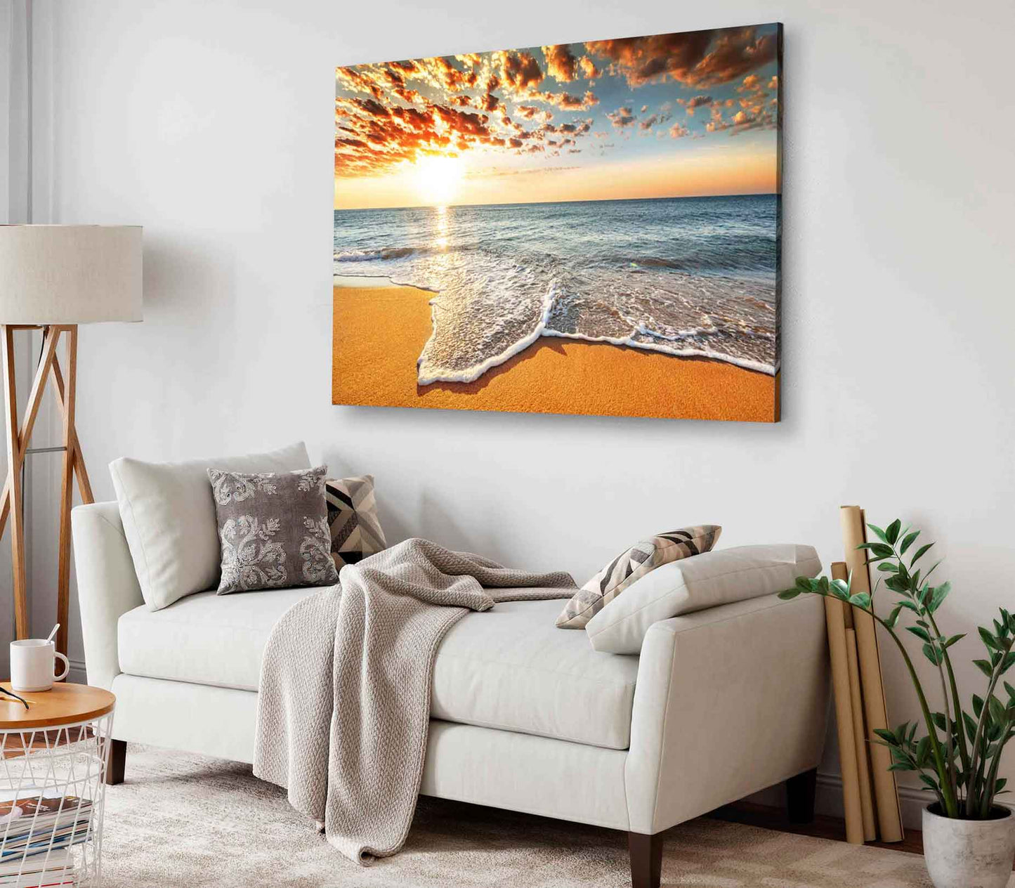 Bella Home Beautiful Ocean Sunrise View Print Canvas Ready to hang