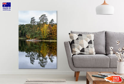 Autumn Tree View on Lake Scenery View Photograph Print 100% Australian Made