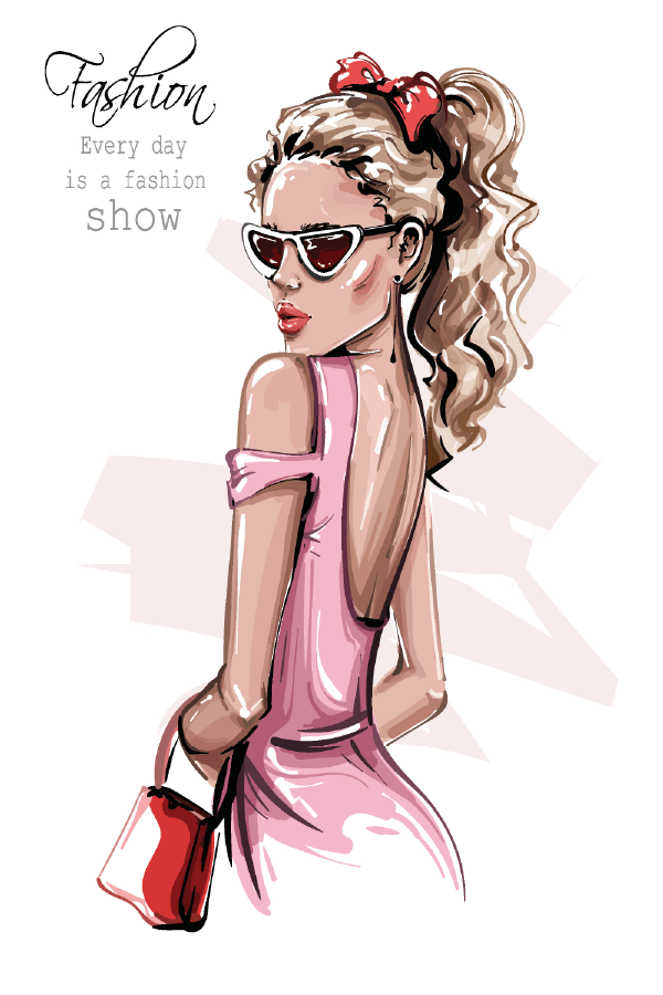 Fashion Women with Pink Dress Illustration Print 100% Australian Made