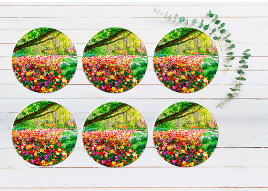 Photograph of Tulip Flowers In Forest Coasters Wood & Rubber - Set of 6 Coasters