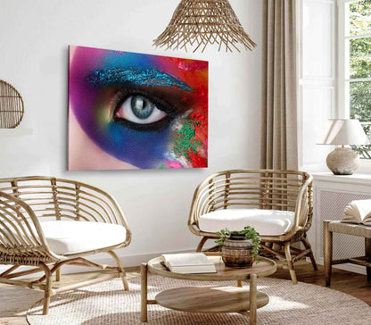 Bella Home Girl's Face With Beautiful Makeup Print Canvas Ready to hang