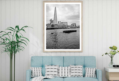 Shard Building & River B&W Photograph Home Decor Premium Quality Poster Print Choose Your Sizes