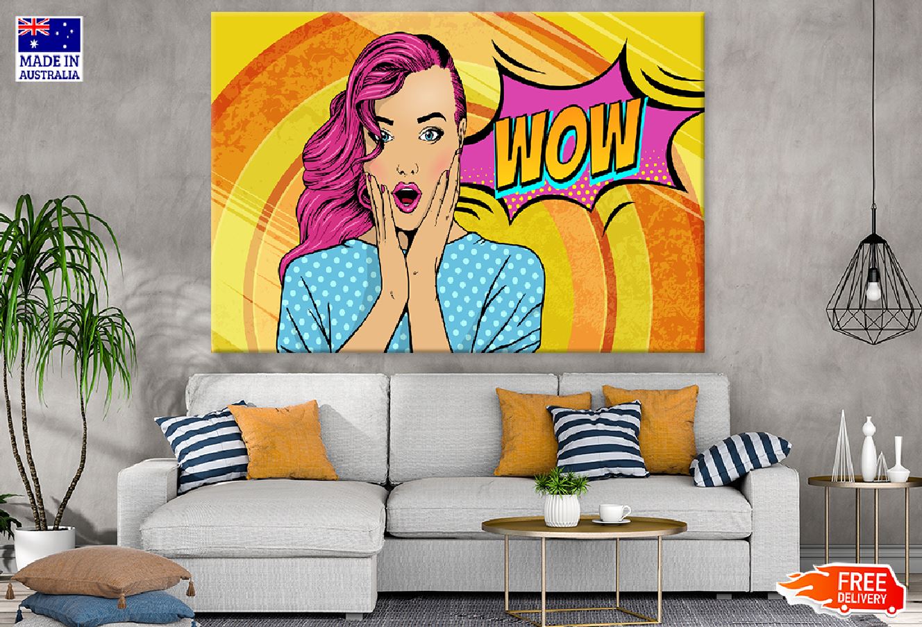 WOW Quote & Surprised Girl Illustration Print 100% Australian Made