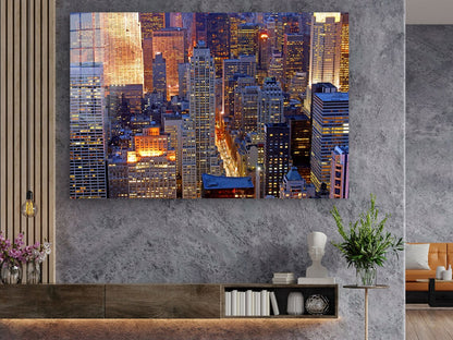 Night Cityscape View Print Tempered Glass Wall Art 100% Made in Australia Ready to Hang