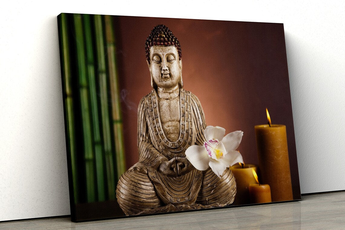 Buddha & Flower Photograph Acrylic Glass Print Tempered Glass Wall Art 100% Made in Australia Ready to Hang