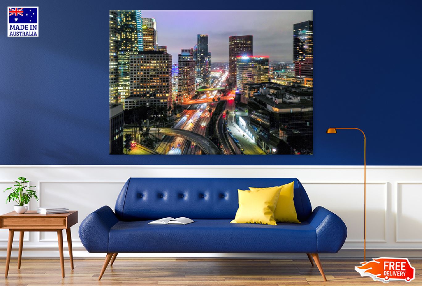 City Night with Highways View Photograph Print 100% Australian Made