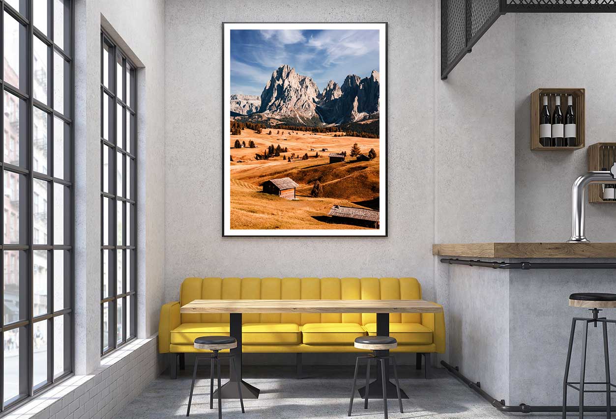 Wooden Chalets View Photograph in Dolomites Home Decor Premium Quality Poster Print Choose Your Sizes