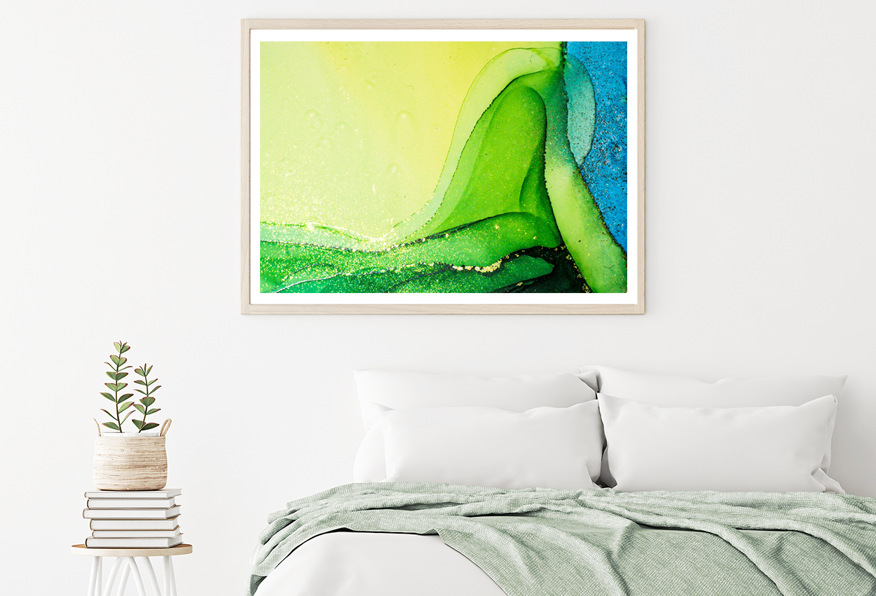 Yellow Green & Blue Abstract Art Home Decor Premium Quality Poster Print Choose Your Sizes