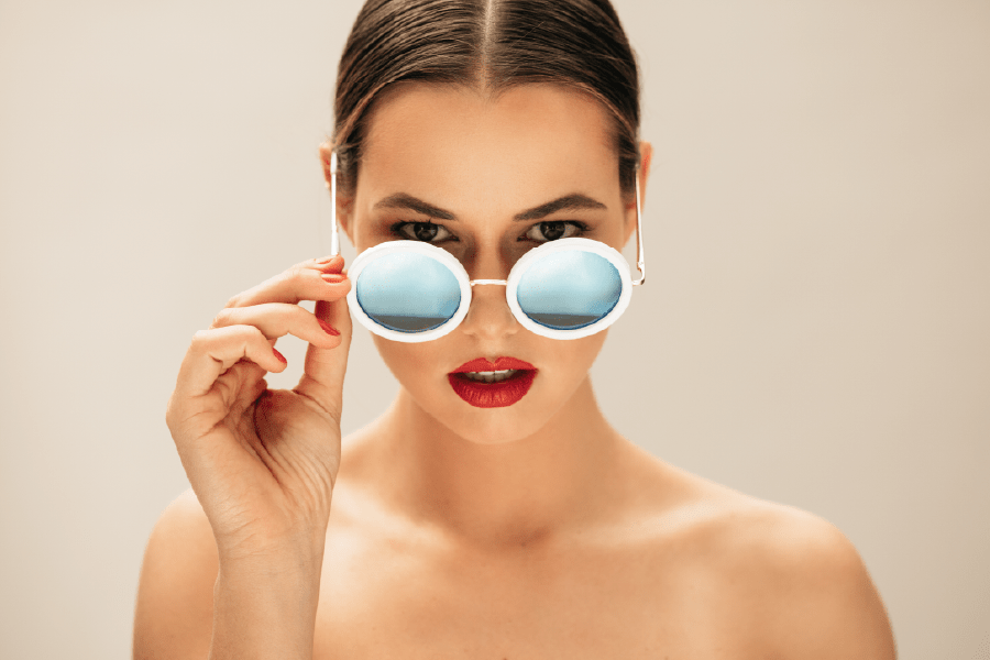 Fashion Woman Peeking Over Sunglasses Photograph Print 100% Australian Made