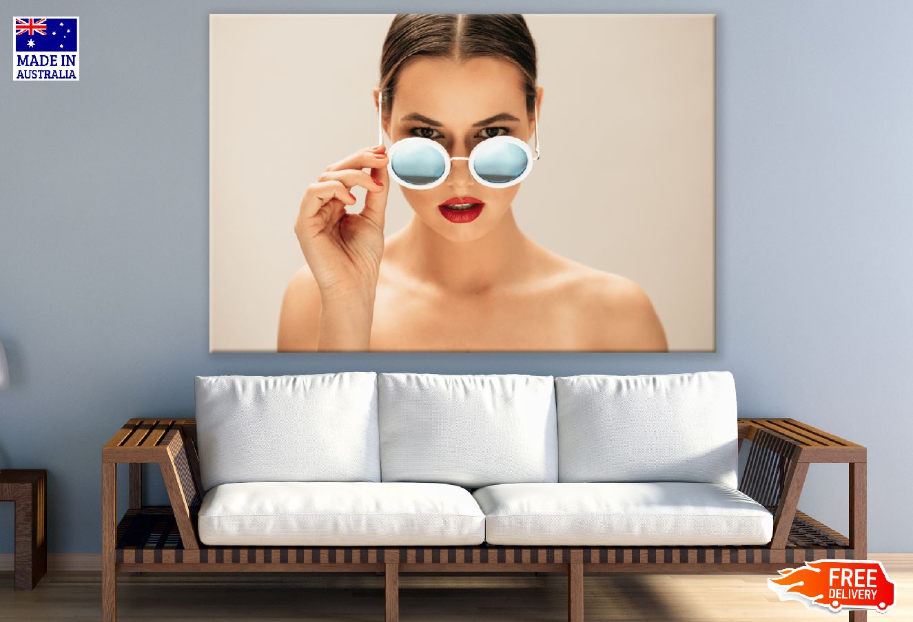 Fashion Woman Peeking Over Sunglasses Photograph Print 100% Australian Made