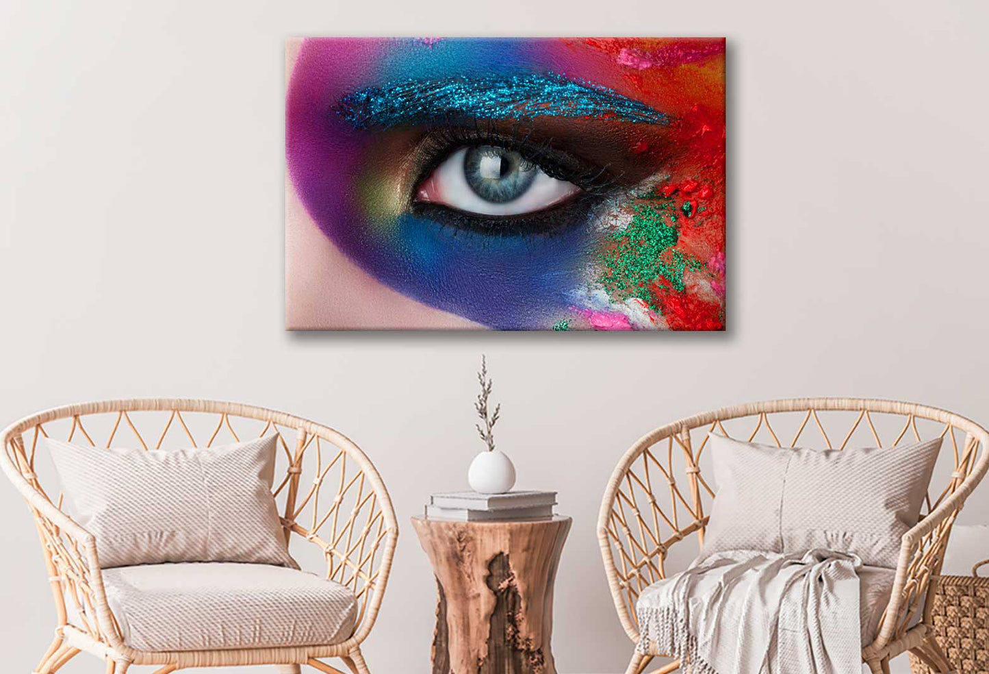 Bella Home Girl's Face With Beautiful Makeup Print Canvas Ready to hang