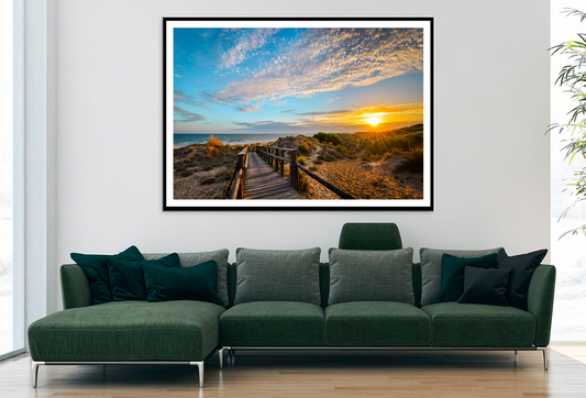 Wooden Pier & Mountain Sea View Home Decor Premium Quality Poster Print Choose Your Sizes