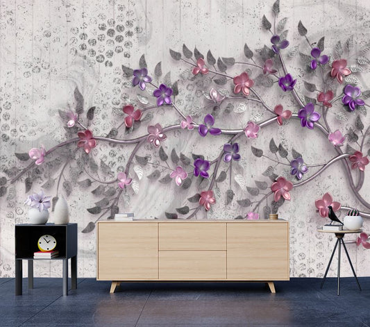 Wallpaper Murals Peel and Stick Removable Floral Design High Quality