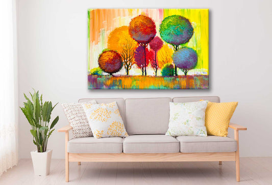 Bella Home Autumn Forest & Leaves Oil Painting Print Canvas Ready to hang