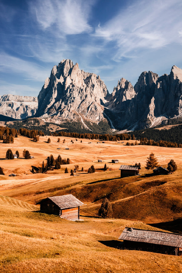 Wooden Chalets View Photograph in Dolomites Home Decor Premium Quality Poster Print Choose Your Sizes