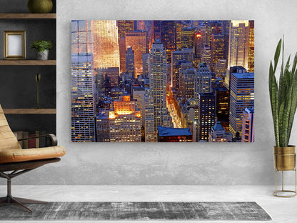 Night Cityscape View Print Tempered Glass Wall Art 100% Made in Australia Ready to Hang