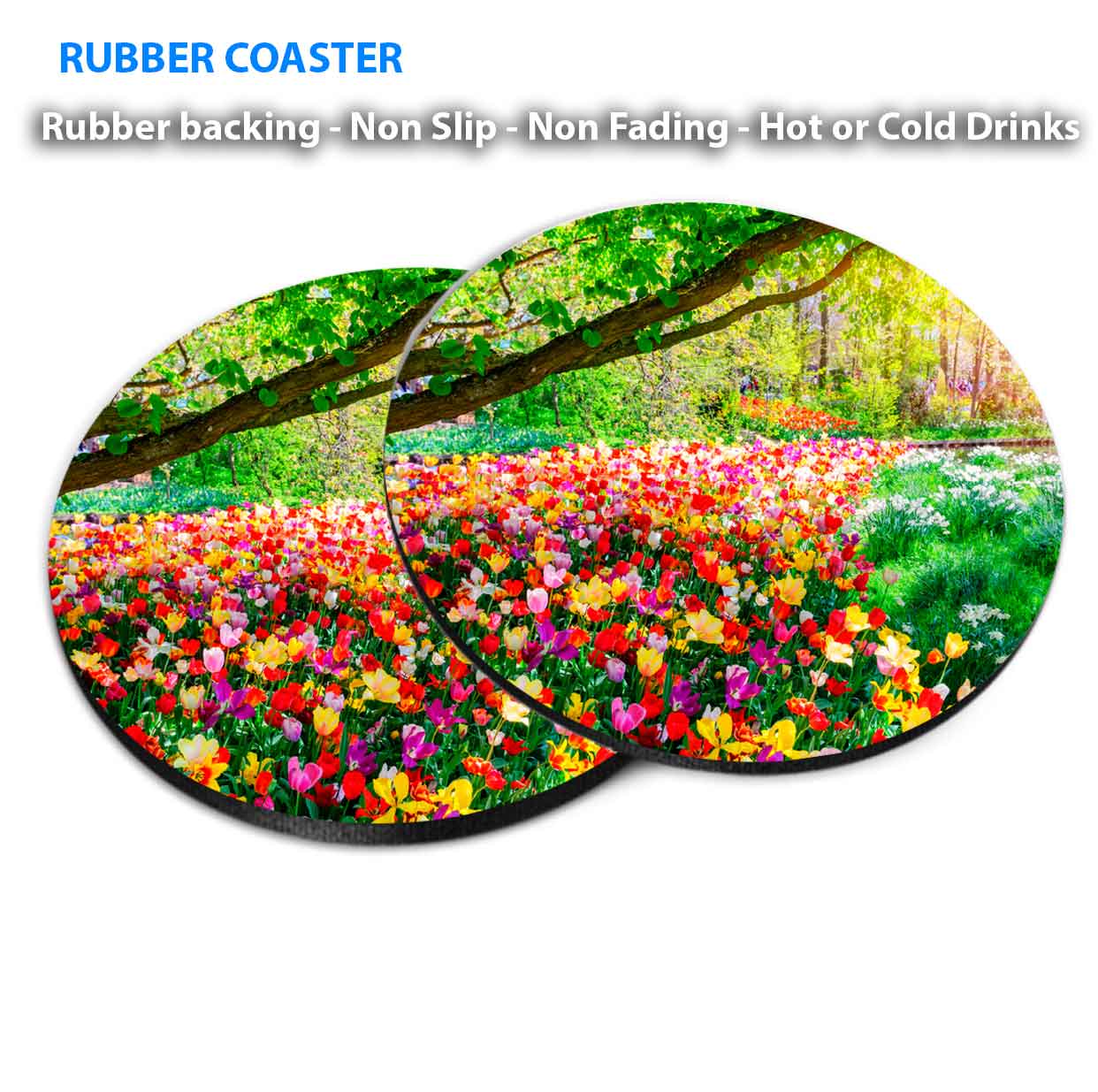 Photograph of Tulip Flowers In Forest Coasters Wood & Rubber - Set of 6 Coasters