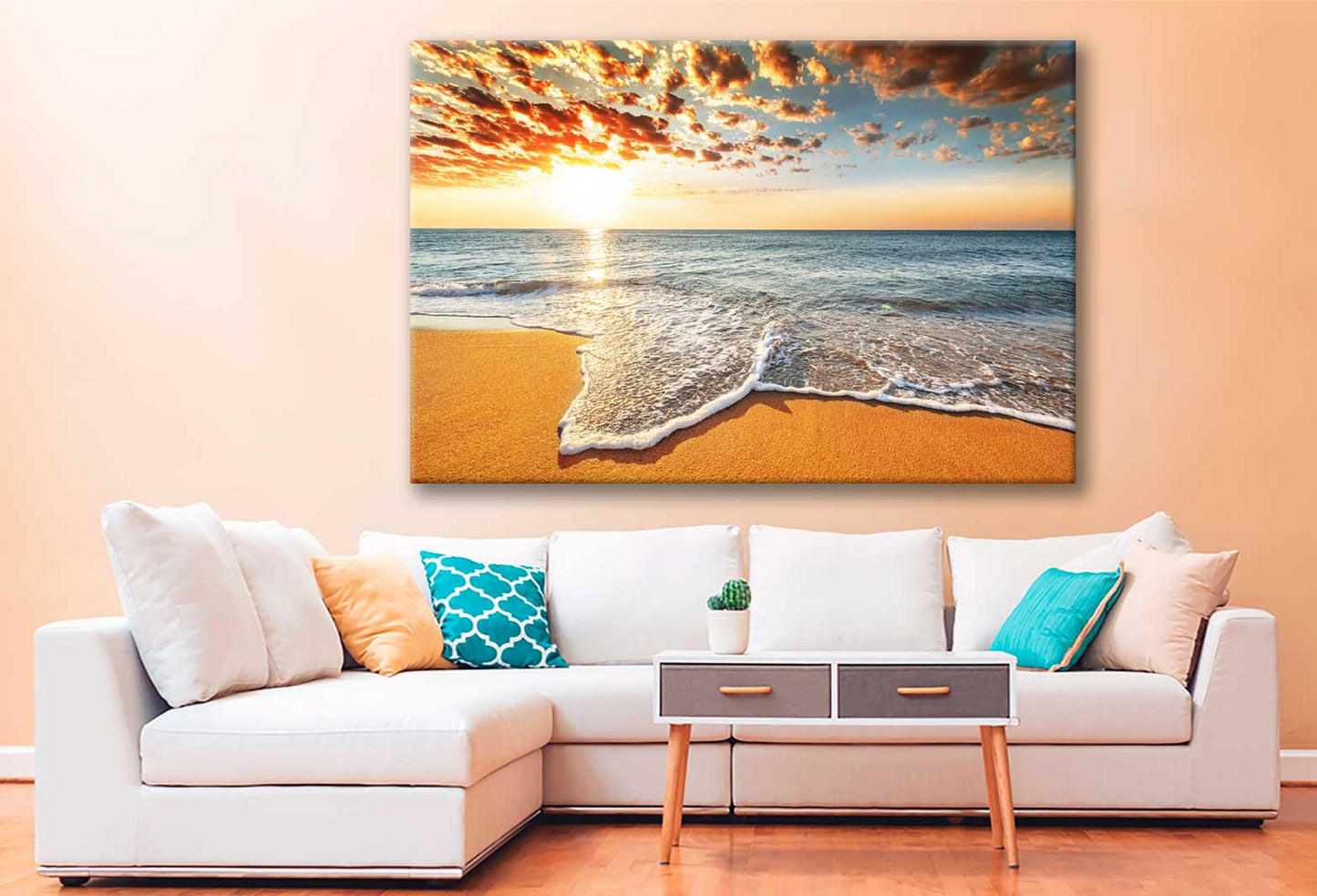 Bella Home Beautiful Ocean Sunrise View Print Canvas Ready to hang