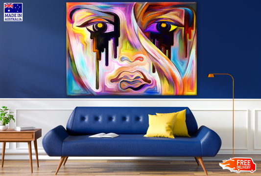 Colourful Girl's Face Abstract Painting Print 100% Australian Made