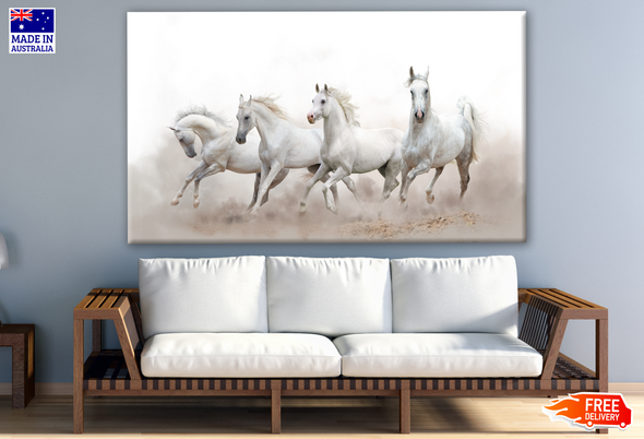 White Horses Running on Desert Print 100% Australian Made