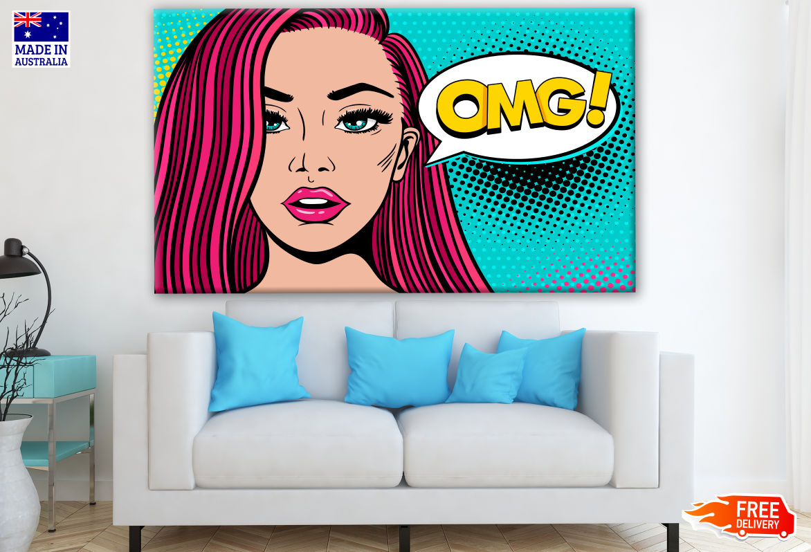 Pop Art Female Face Comic Design Print 100% Australian Made