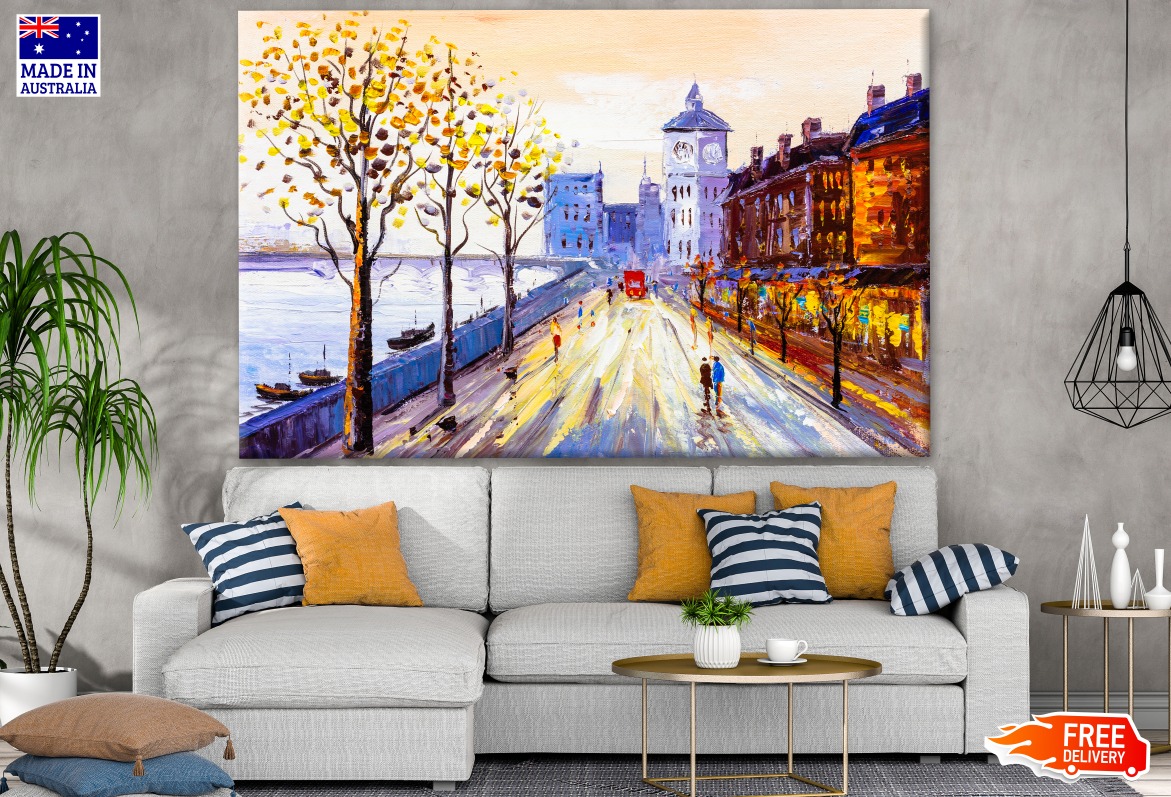 Street View of London Oil Painting Print 100% Australian Made