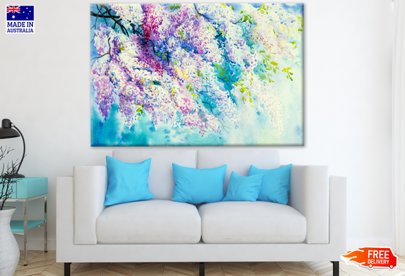 Abstract Watercolour Wisteria Flower Trees Painting Print 100% Australian Made