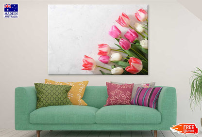 Pink White Tulip Flowers View Photograph Print 100% Australian Made