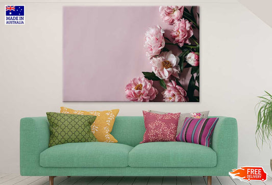 Pink Peony Flowers on Wall View Photograph Print 100% Australian Made