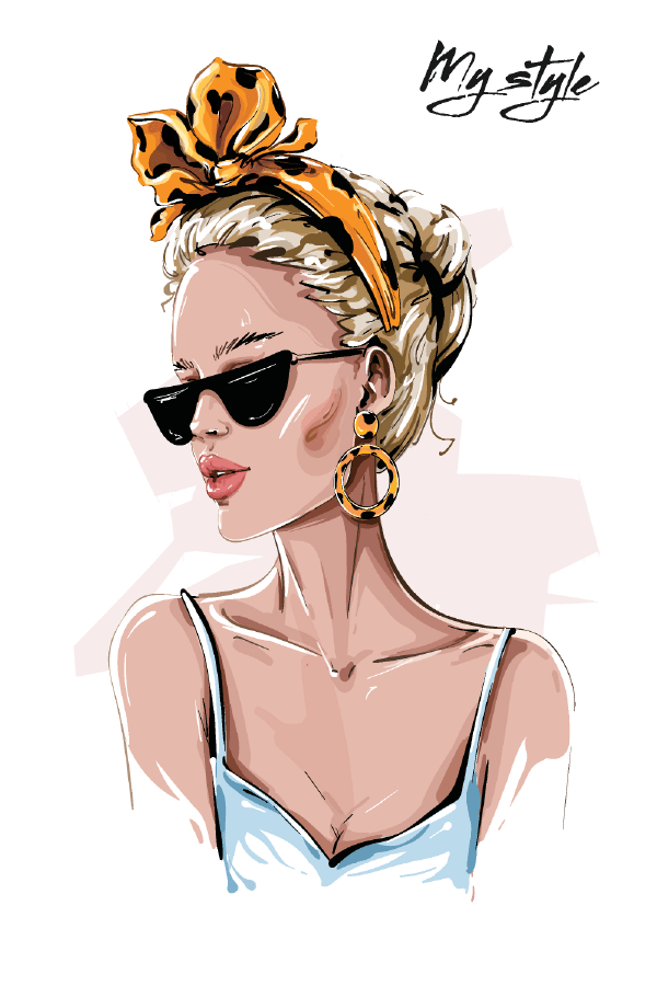 Fashion Women with Head Band Illustration Print 100% Australian Made