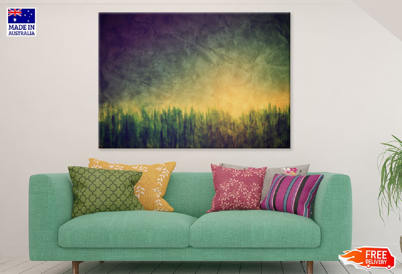 Green Forest with Dark Sky Painting Print 100% Australian Made