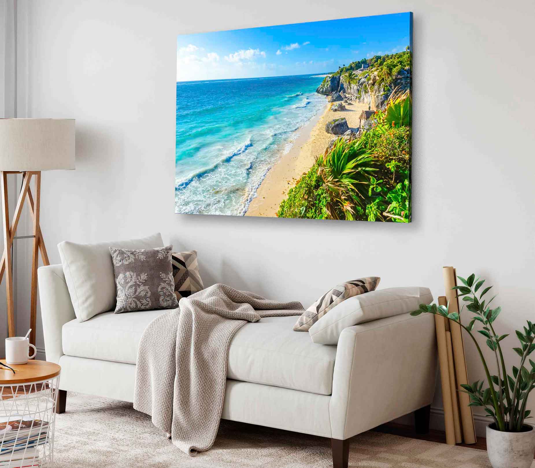 Bella Home Mayan Ruins of Tulum at Tropical Coast Print Canvas Ready to hang