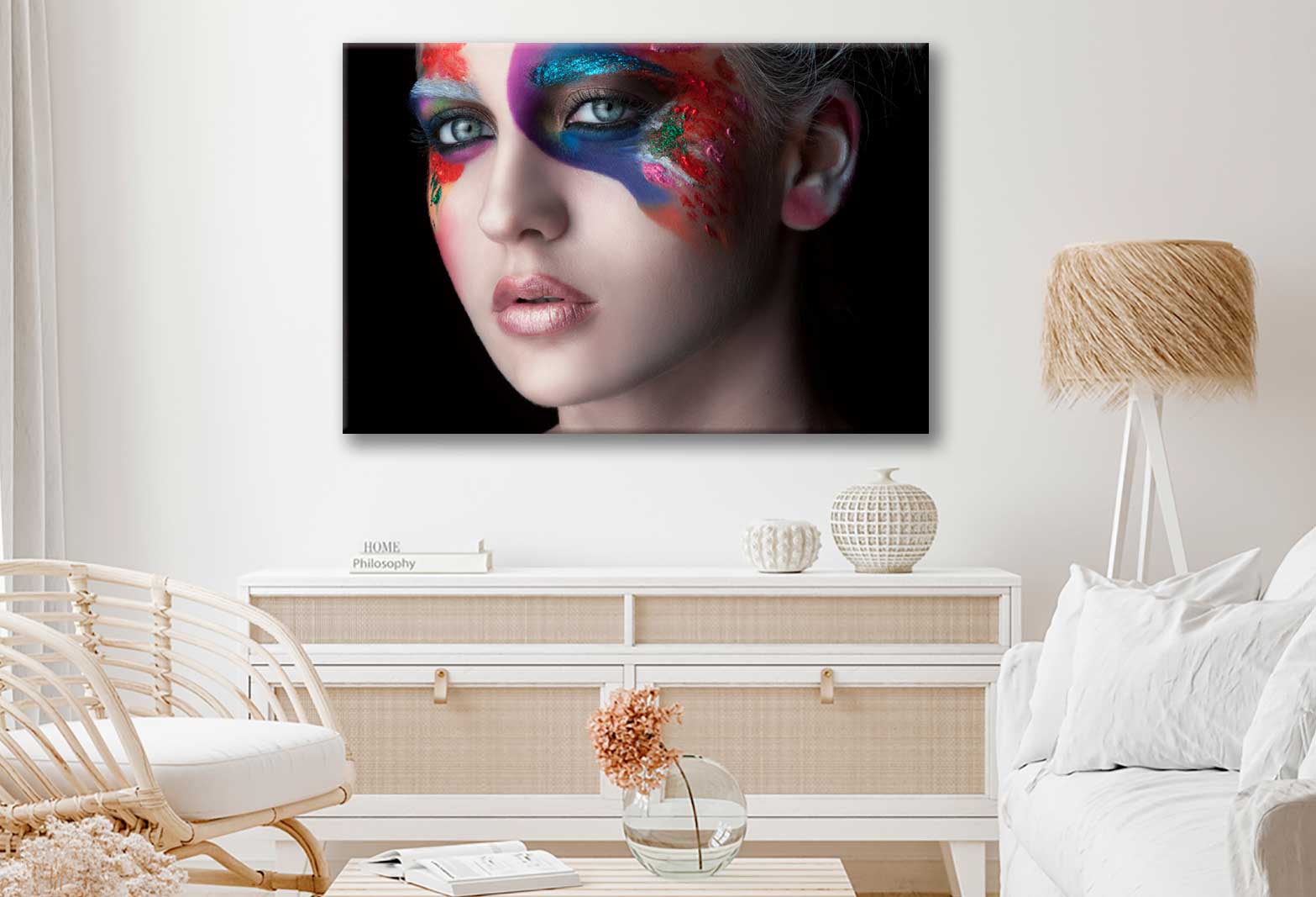 Bella Home Girl's Face With Makeup Art Print Canvas Ready to hang