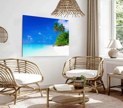 Bella Home Blue Sky & Sea With Palm Print Canvas Ready to hang