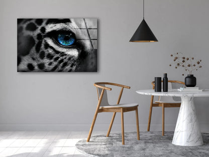 B&W Leopard Blue Eye Photograph Acrylic Glass Print Tempered Glass Wall Art 100% Made in Australia Ready to Hang