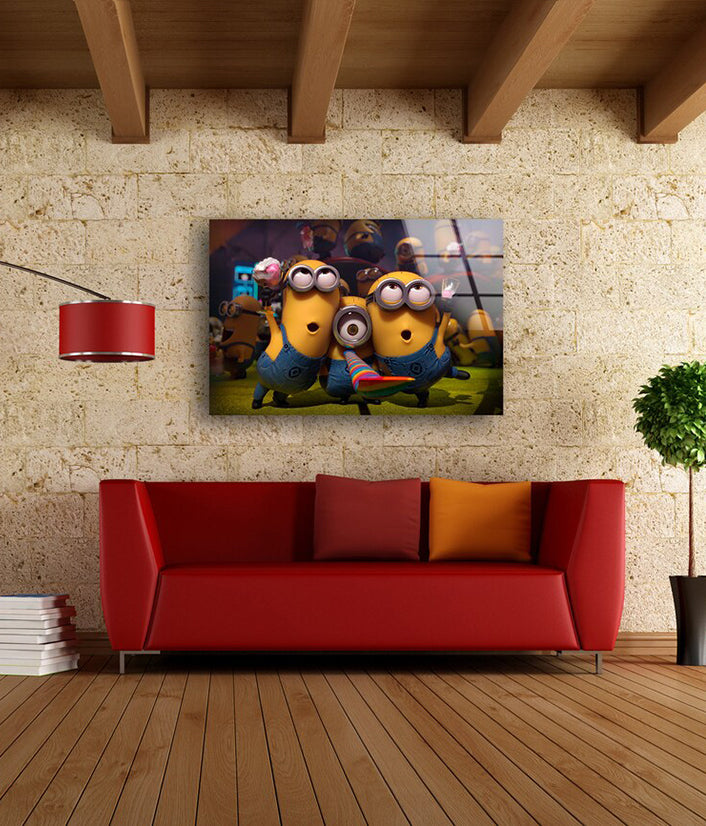 Minions Design Acrylic Glass Print Tempered Glass Wall Art 100% Made in Australia Ready to Hang