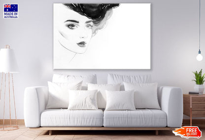 Young Girl with Makeup B&W Abstract Watercolor Painting Print 100% Australian Made