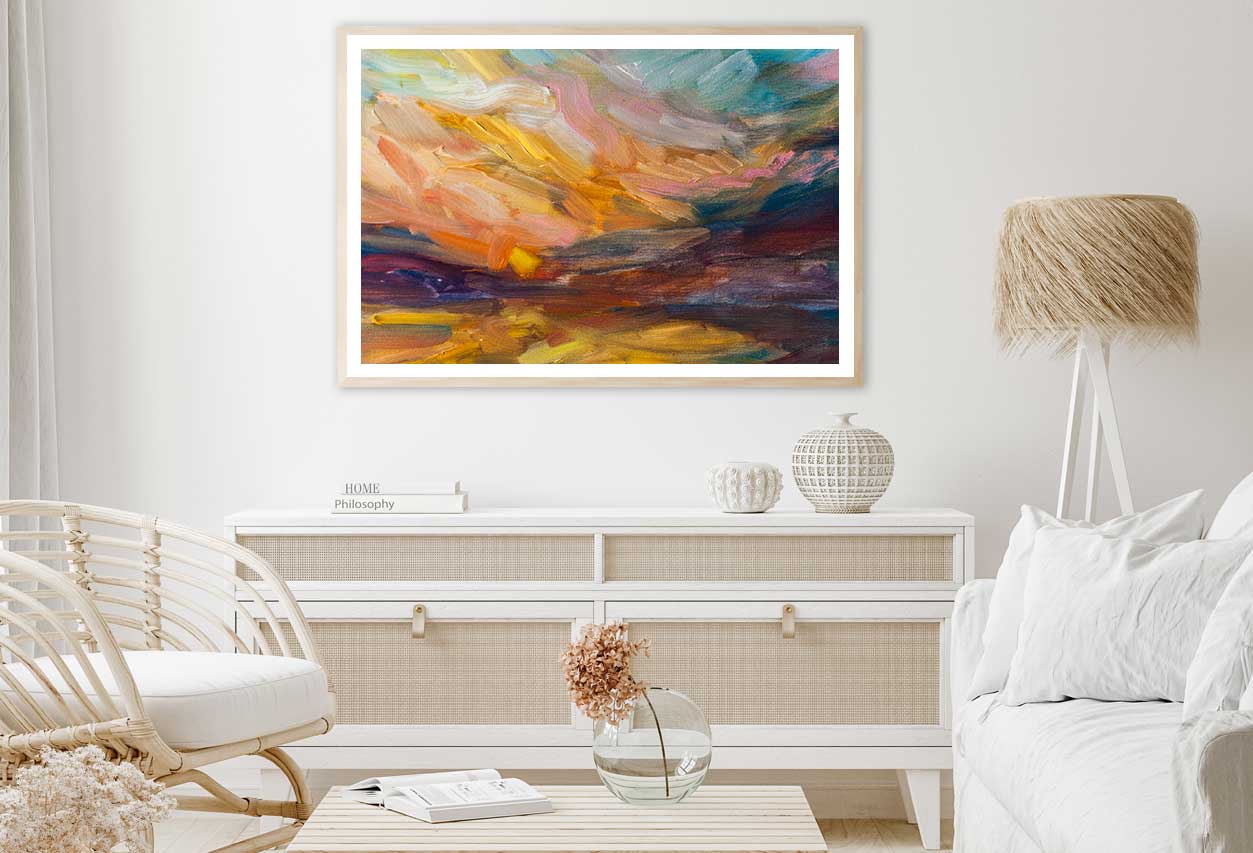 Sunset Sky Abstract Oil Painting Home Decor Premium Quality Poster Print Choose Your Sizes