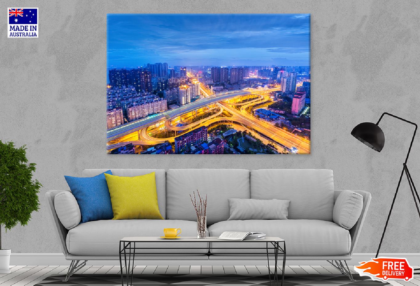 Wuhan City Skyline Night View Photograph Print 100% Australian Made